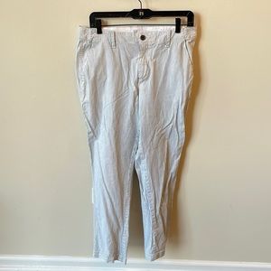 White and blue boyfriend chinos